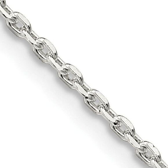 1.5mm Sterling Silver Solid Beveled Oval Cable Chain Necklace, 18 Inch - Picture 1 of 8